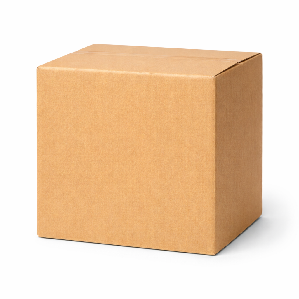 Brown cardboard box on a white background