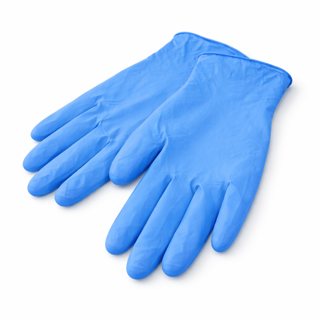 Pair of blue gloves on a white background